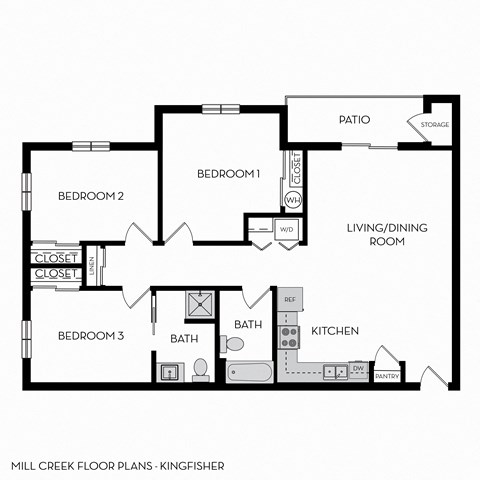 Mill Creek Apartments Kingfisher Floor Plan